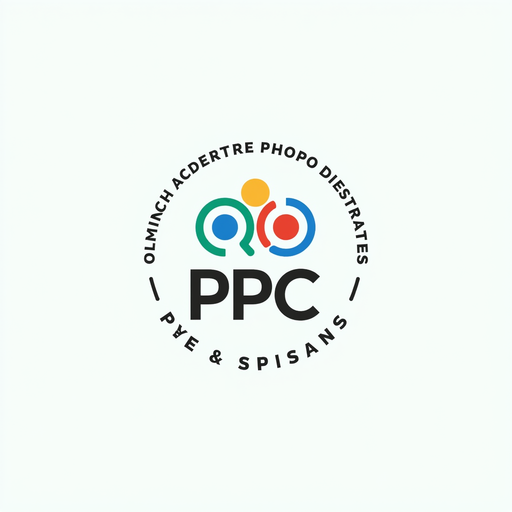 Minimalist logo with the words Iberia PPC Academy in clean sans serif lettering, simple geometric mark, flat design, easy to recognize and professional